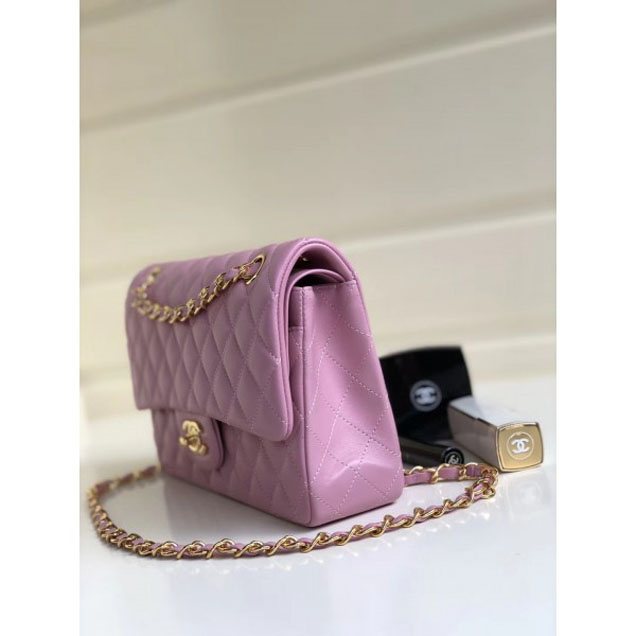 Chanel Classic Flap Medium Bag A1112 Pink in Sheepskin Leather with Gold Hardware
