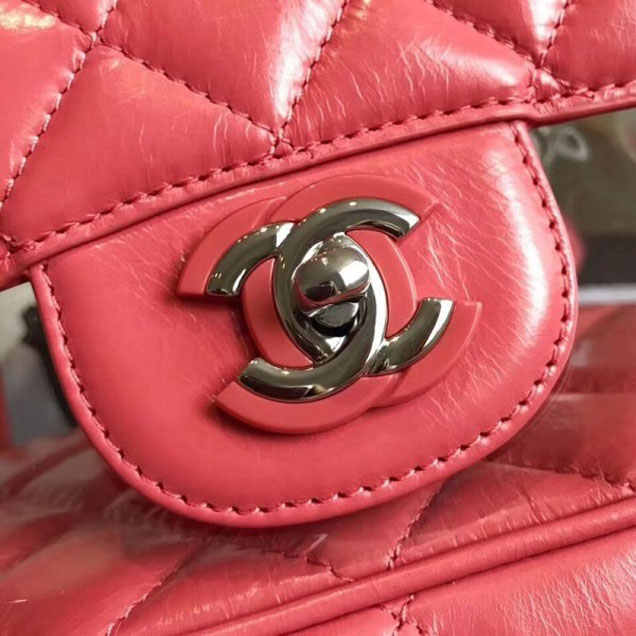 Chanel Crumpled Calfskin/PVC Aquarium Backpack Bag A57826 Dark Pink 2018