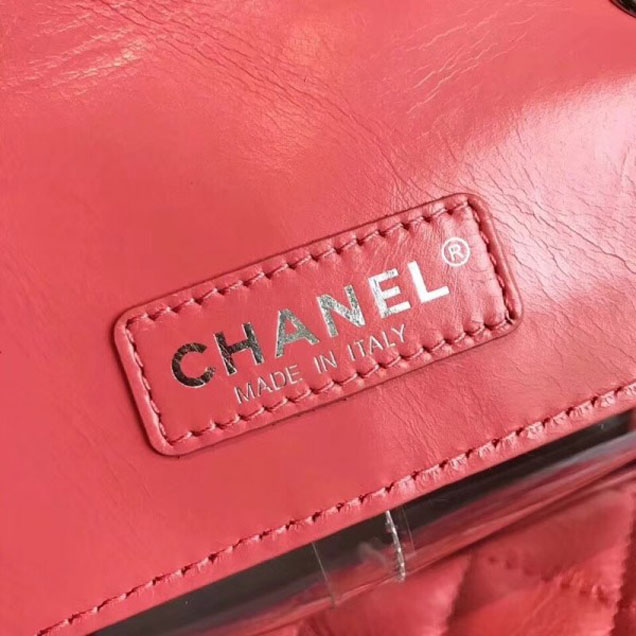 Chanel Crumpled Calfskin/PVC Aquarium Backpack Bag A57826 Dark Pink 2018