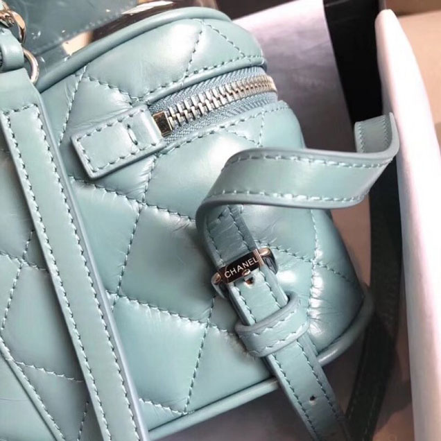 Chanel Crumpled Calfskin/PVC Aquarium Backpack Bag A57826 Light Green 2018
