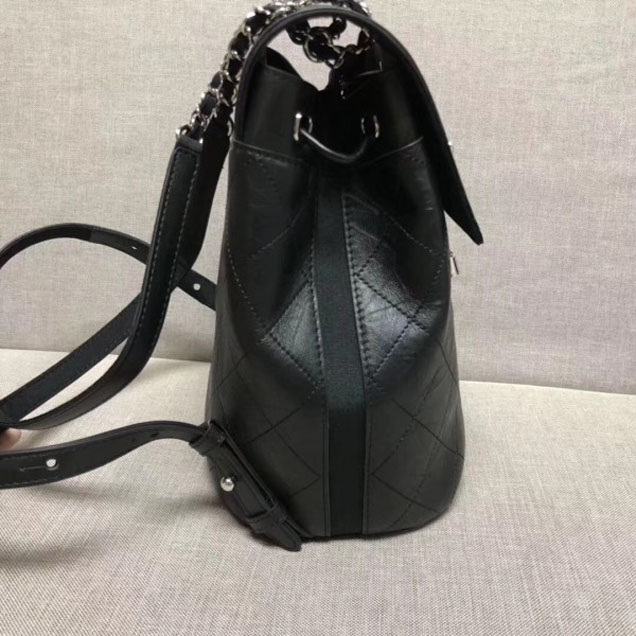 Chanel Grained Crumpled Calfskin Backpack Bag A57083 Black 2018