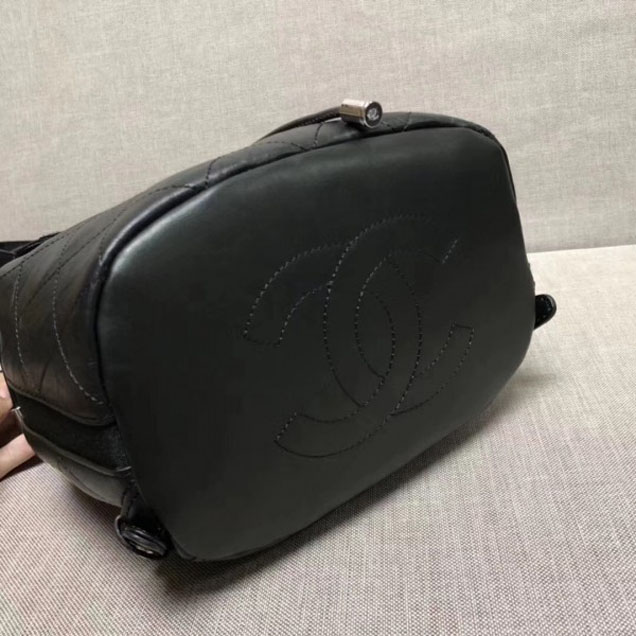 Chanel Grained Crumpled Calfskin Backpack Bag A57083 Black 2018