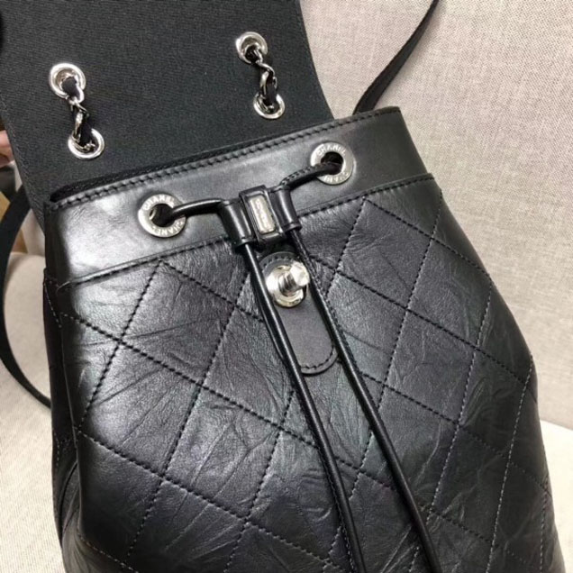 Chanel Grained Crumpled Calfskin Backpack Bag A57083 Black 2018