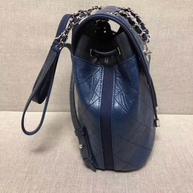Chanel Grained Crumpled Calfskin Backpack Bag A57083 Royal Blue 2018