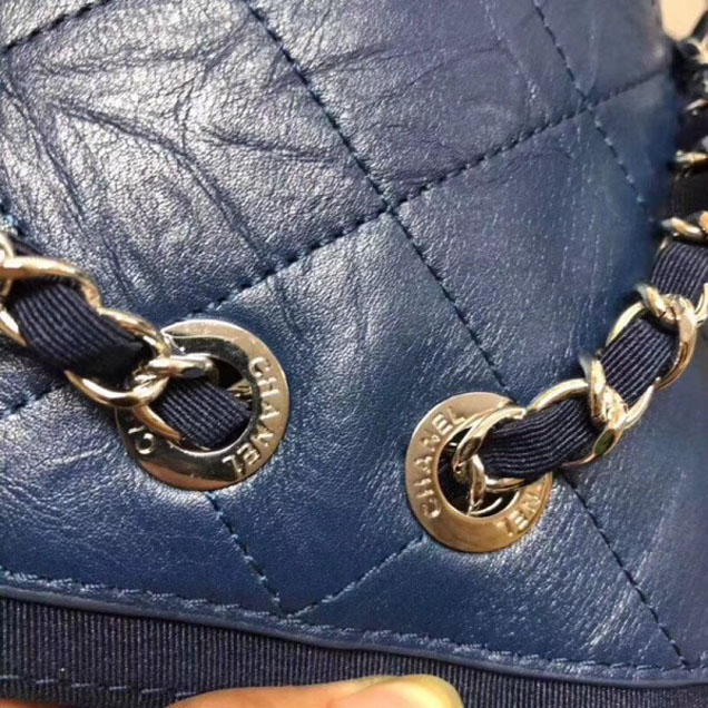 Chanel Grained Crumpled Calfskin Backpack Bag A57083 Royal Blue 2018