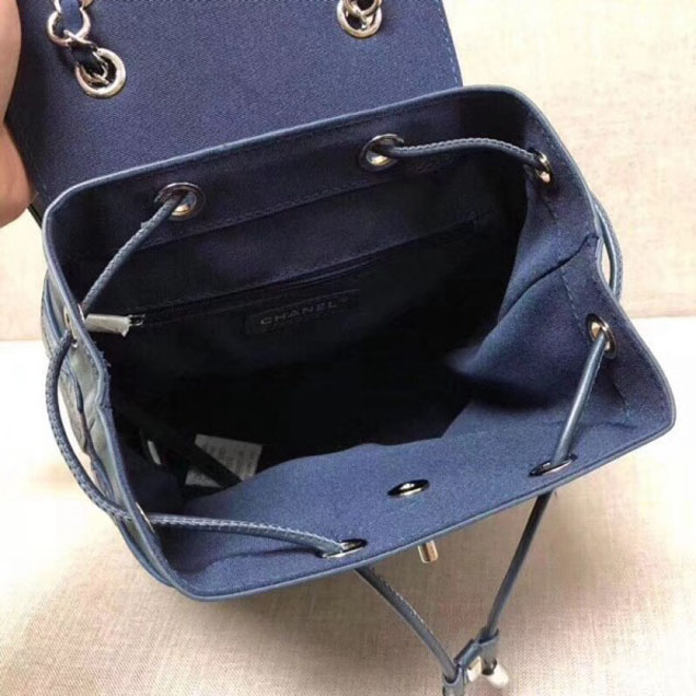 Chanel Grained Crumpled Calfskin Backpack Bag A57083 Royal Blue 2018