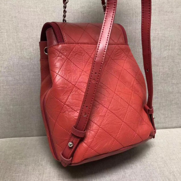Chanel Grained Crumpled Calfskin Backpack Bag A57083 Red 2018
