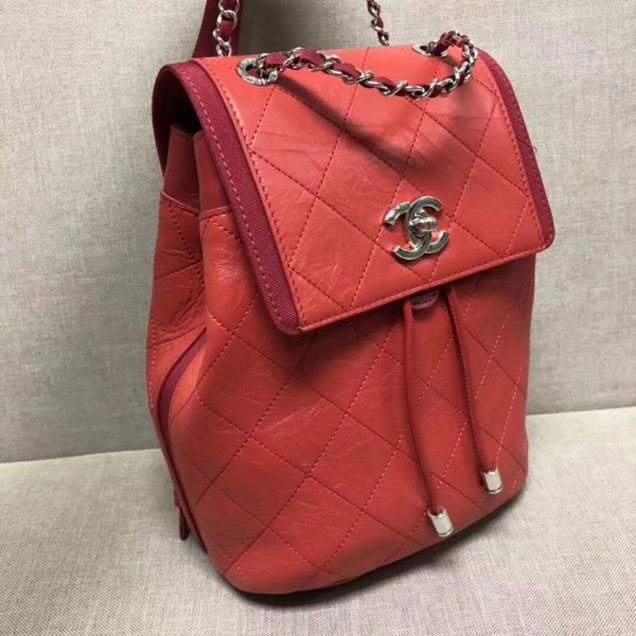 Chanel Grained Crumpled Calfskin Backpack Bag A57083 Red 2018