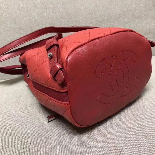 Chanel Grained Crumpled Calfskin Backpack Bag A57083 Red 2018