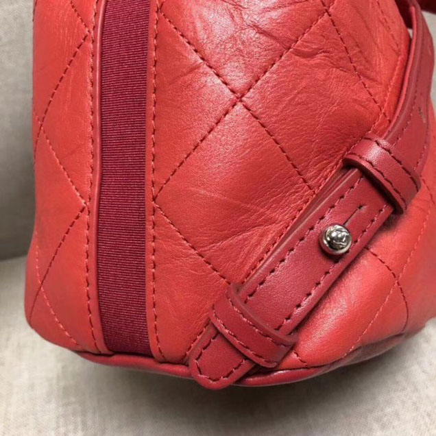 Chanel Grained Crumpled Calfskin Backpack Bag A57083 Red 2018