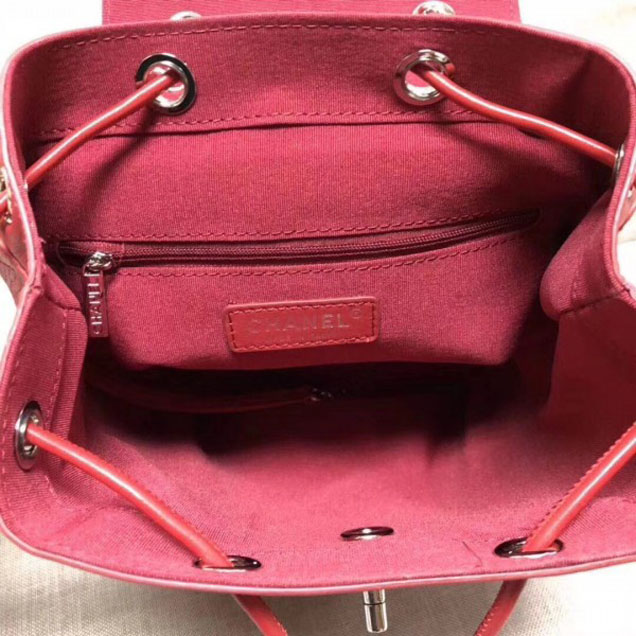 Chanel Grained Crumpled Calfskin Backpack Bag A57083 Red 2018