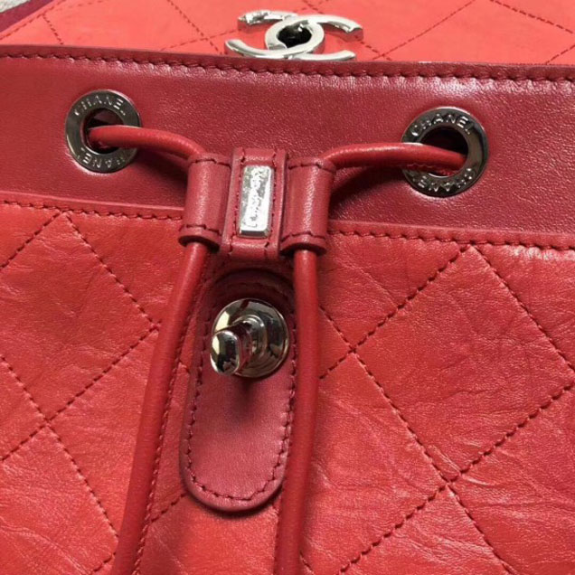 Chanel Grained Crumpled Calfskin Backpack Bag A57083 Red 2018