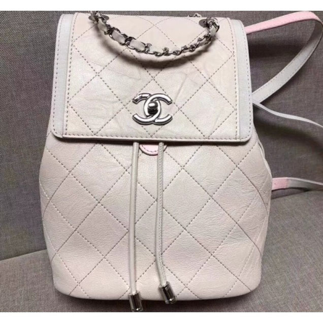 Chanel Grained Crumpled Calfskin Backpack Bag A57083 Ivory 2018