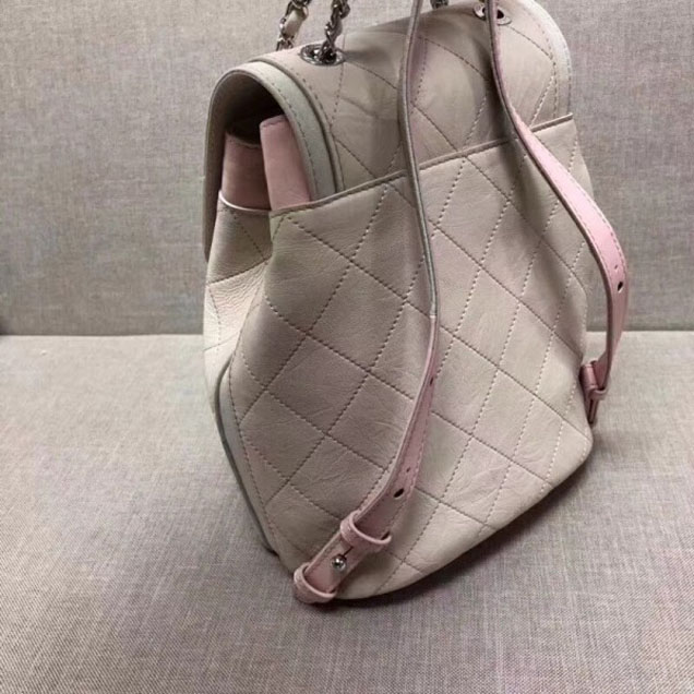 Chanel Grained Crumpled Calfskin Backpack Bag A57083 Ivory 2018