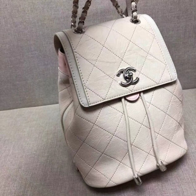 Chanel Grained Crumpled Calfskin Backpack Bag A57083 Ivory 2018