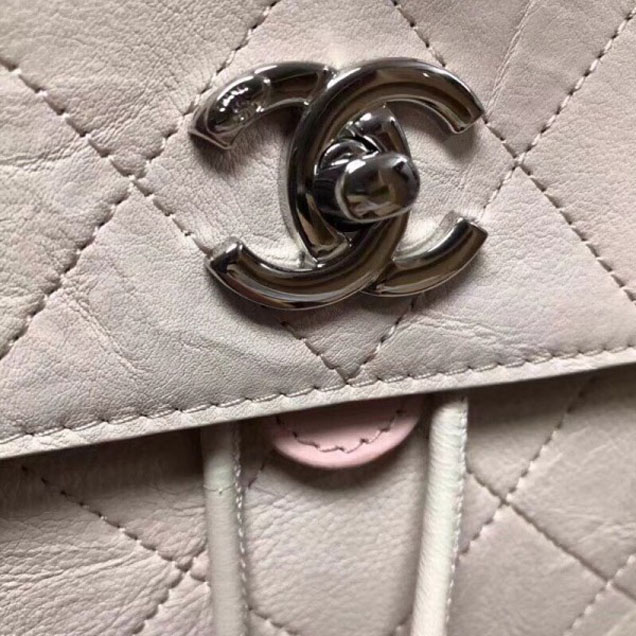 Chanel Grained Crumpled Calfskin Backpack Bag A57083 Ivory 2018