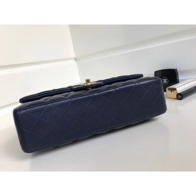 Chanel Classic Flap Medium Bag A1112 Navy Blue in Sheepskin Leather with Gold Hardware