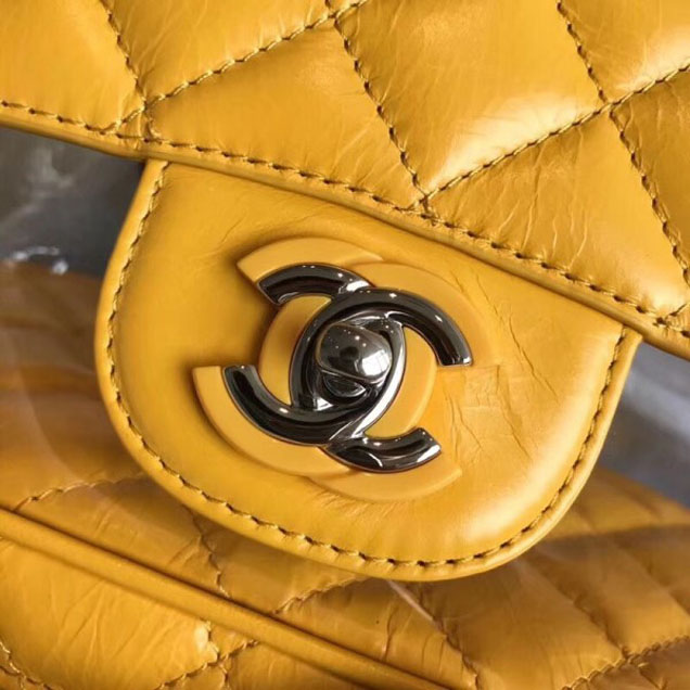Chanel Crumpled Calfskin/PVC Aquarium Backpack Bag A57826 Yellow 2018