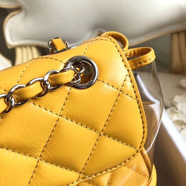 Chanel Crumpled Calfskin/PVC Aquarium Backpack Bag A57826 Yellow 2018