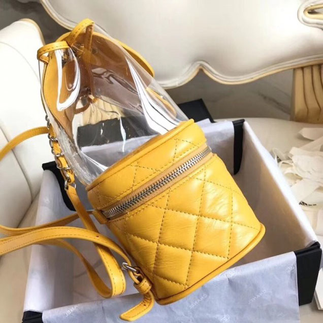 Chanel Crumpled Calfskin/PVC Aquarium Backpack Bag A57826 Yellow 2018