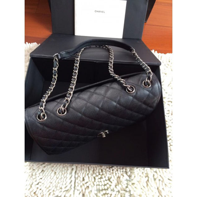 Chanel Caviar Leather Messenger Flap Bag Black