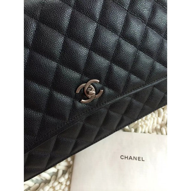 Chanel Caviar Leather Messenger Flap Bag Black