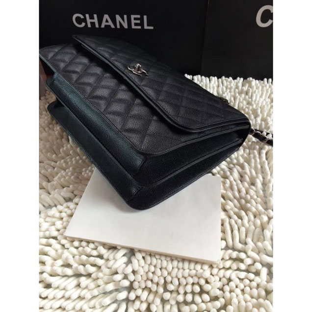 Chanel Caviar Leather Messenger Flap Bag Black
