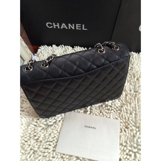 Chanel Caviar Leather Messenger Flap Bag Black