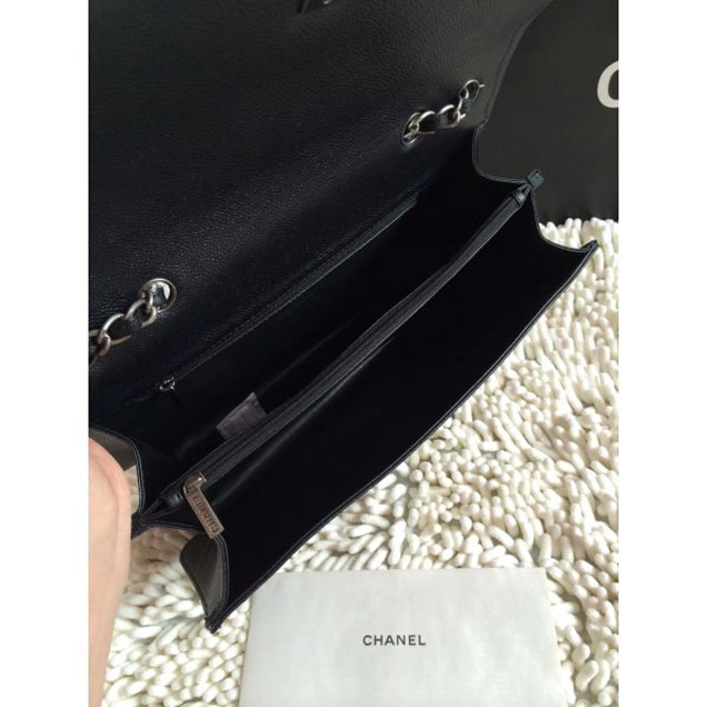 Chanel Caviar Leather Messenger Flap Bag Black