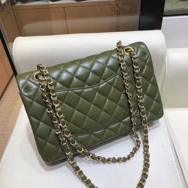 Chanel Classic Flap Medium Bag A1112 Dark Green in Original Leather with Gold/ Hardware 2018