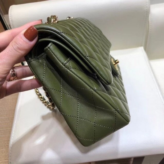 Chanel Classic Flap Medium Bag A1112 Dark Green in Original Leather with Gold/ Hardware 2018