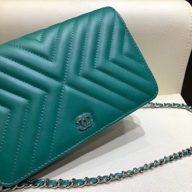 Chanel Fringe Calfskin Wallet On Chain WOC Bag A84444 Green 2018