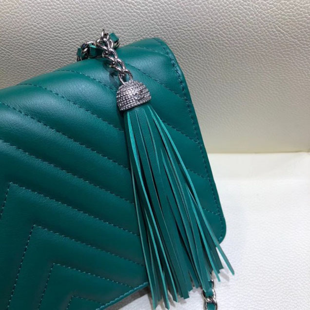 Chanel Fringe Calfskin Wallet On Chain WOC Bag A84444 Green 2018