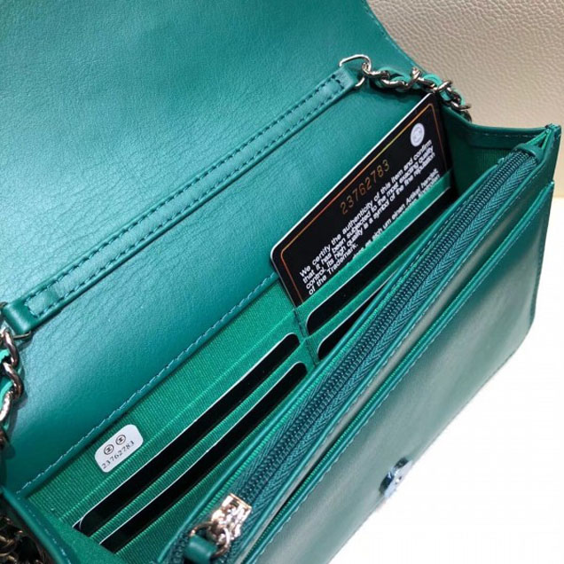 Chanel Fringe Calfskin Wallet On Chain WOC Bag A84444 Green 2018