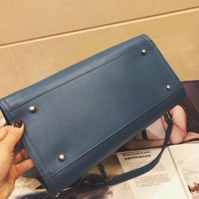 Chanel Studded Grained Calfskin Deauville Small Shopping Bag A57069 Blue 2018