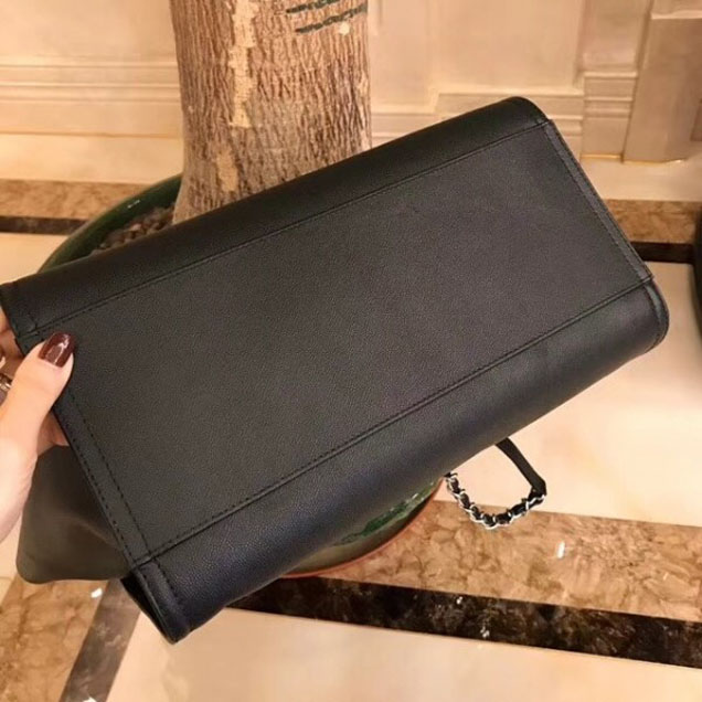 Chanel Studded Grained Calfskin Deauville Small Shopping Bag A57069 Black 2018