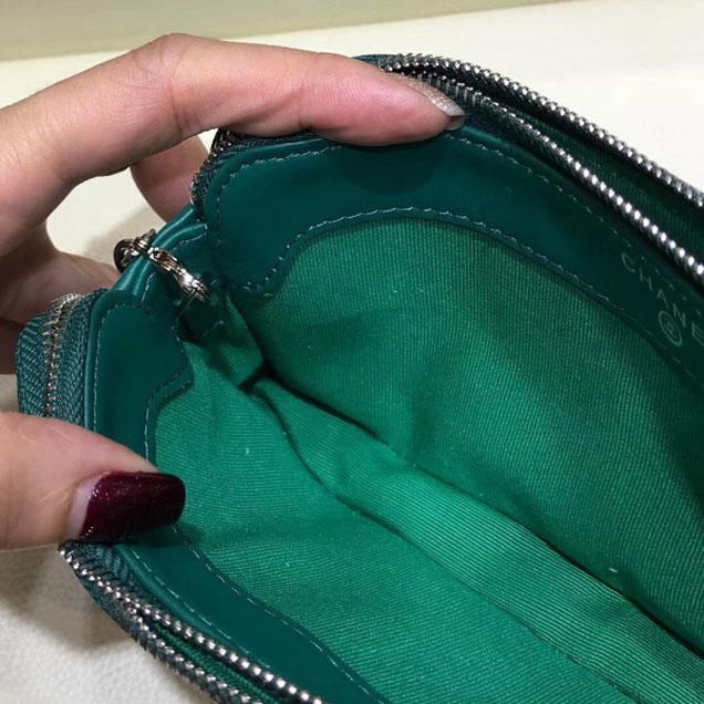 Chanel Fringe Calfskin Chain Clutch Bag A84443 Green 2018