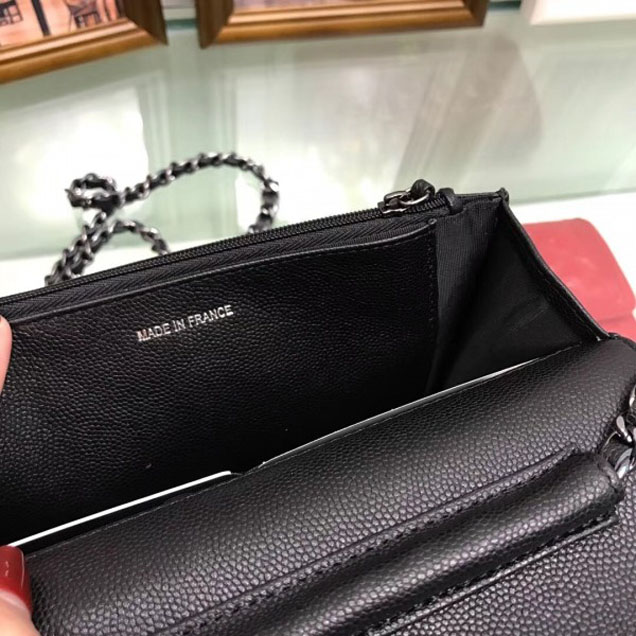 Chanel Boy Wallet On Chain WOC Bag In Caviar Leather Black