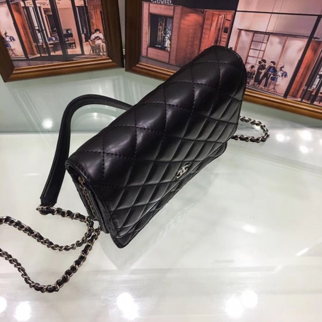 Chanel Lambskin Classic Wallet On Chain WOC Bag A84310 Black