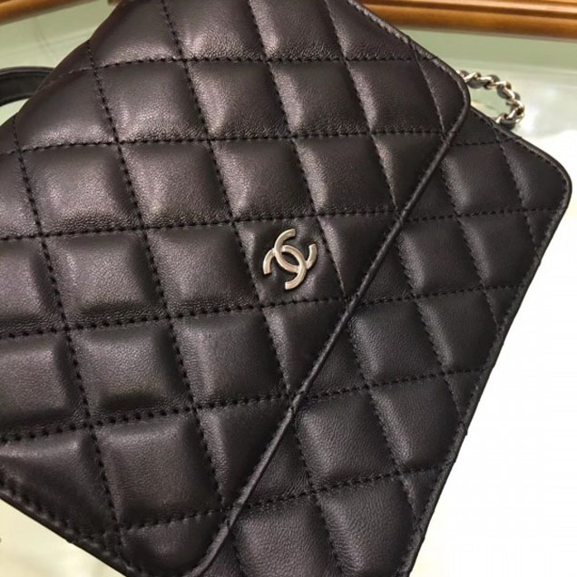 Chanel Lambskin Classic Wallet On Chain WOC Bag A84310 Black