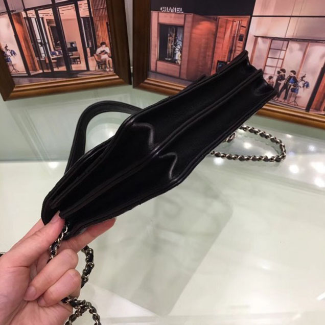 Chanel Lambskin Classic Wallet On Chain WOC Bag A84310 Black