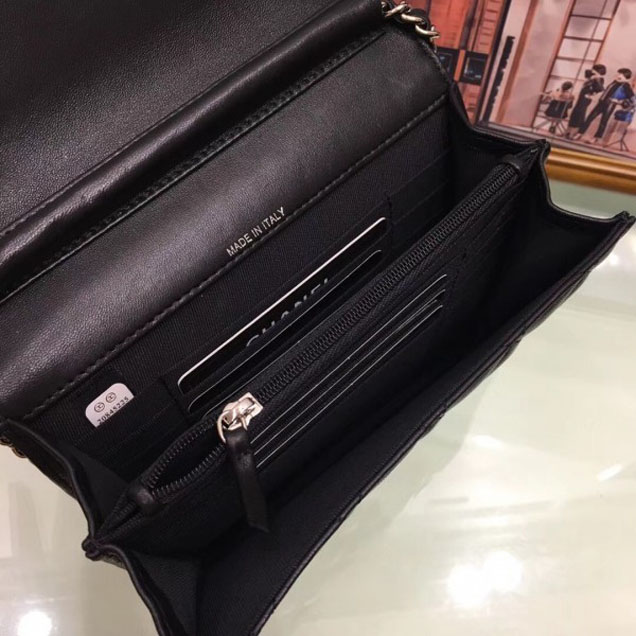 Chanel Lambskin Classic Wallet On Chain WOC Bag A84310 Black