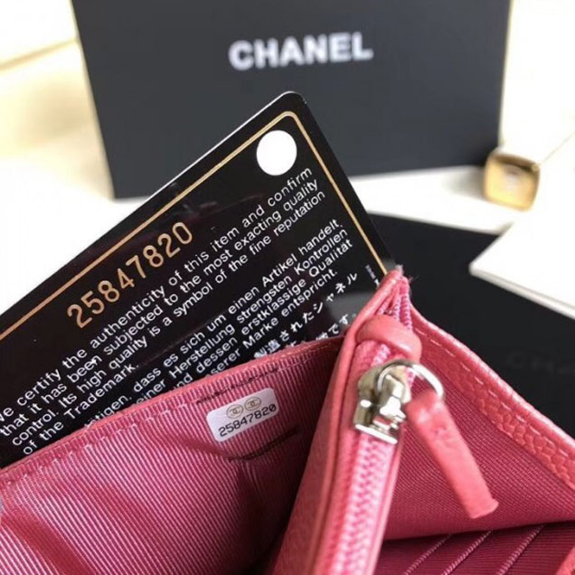 Chanel Pearl Caviar Leather Wallet On Chain WOC Bag Dark Pink 2018