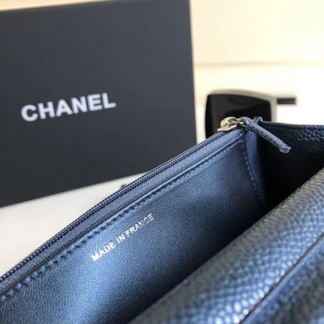 Chanel Pearl Caviar Leather Wallet On Chain WOC Bag Navy Blue 2018