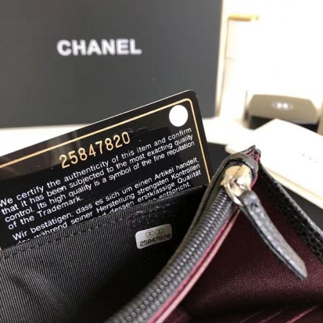 Chanel Pearl Caviar Leather Wallet On Chain WOC Bag Black 2018