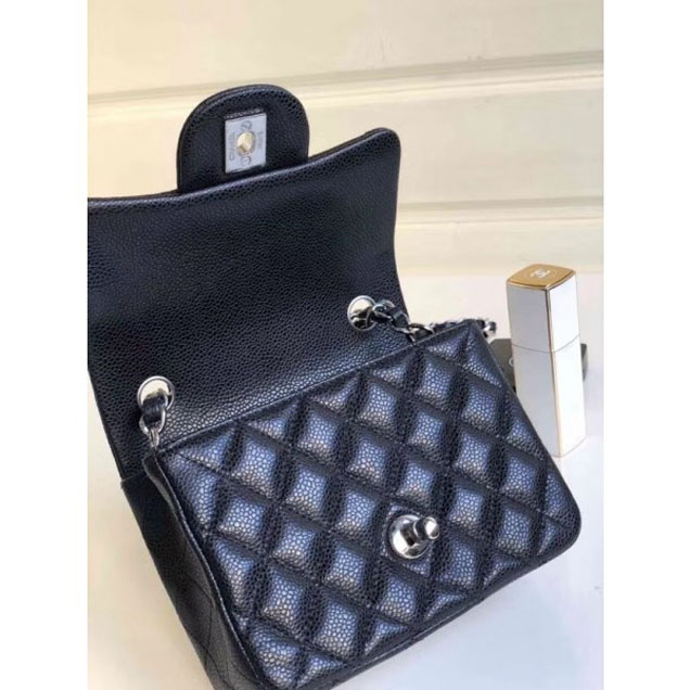 Chanel Pearl Caviar Leather Classic Flap Mini Bag Black 2018