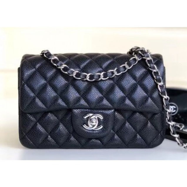 Chanel Pearl Caviar Leather Classic Flap Small Bag Black 2018