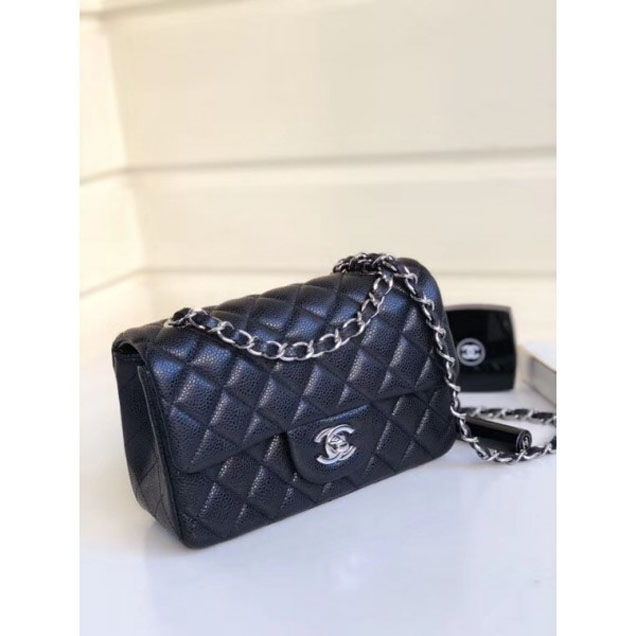 Chanel Pearl Caviar Leather Classic Flap Small Bag Black 2018