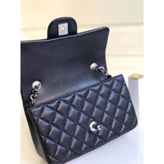 Chanel Pearl Caviar Leather Classic Flap Small Bag Black 2018