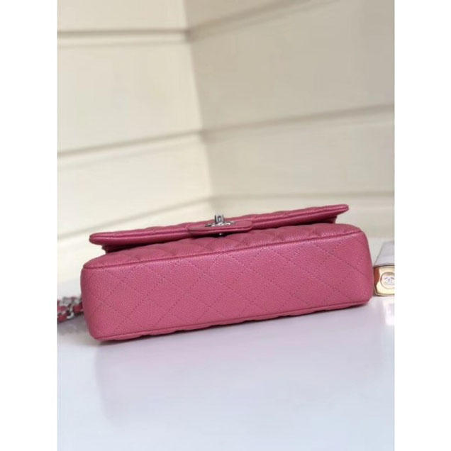 Chanel Pearl Caviar Leather Classic Flap Medium Bag Dark Pink 2018